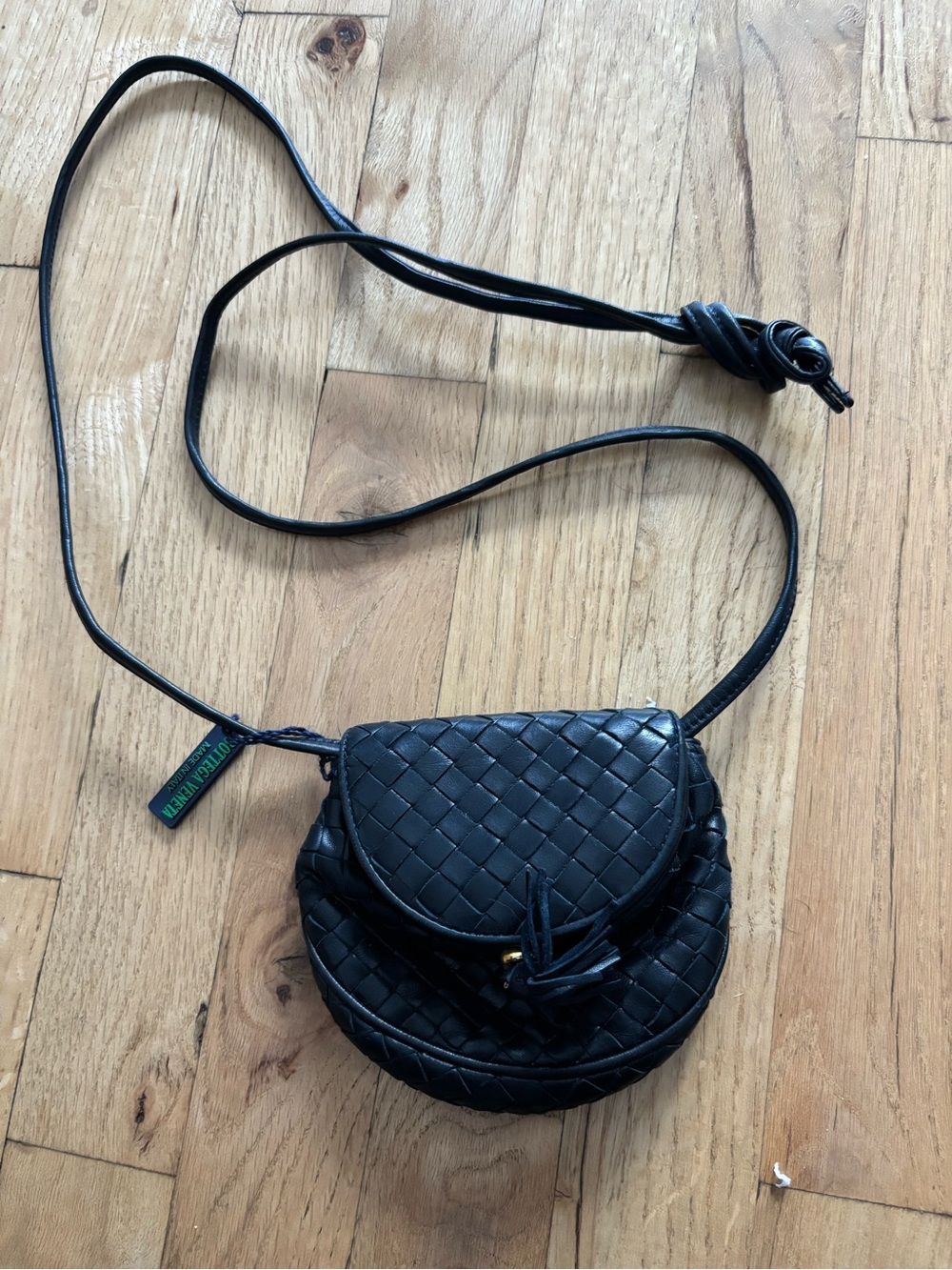 Vintage Bottega Veneta Small Navy Intrecciato Crossbody Bag